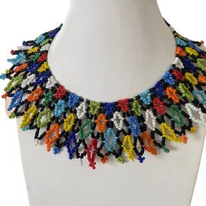 African tribal South African Beaded Collar necklace Zulu Nguni handmade